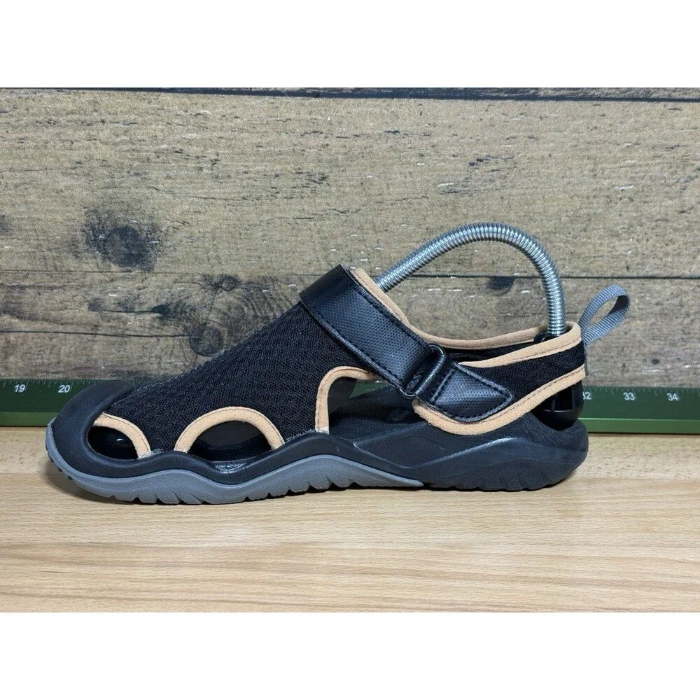 Crocs HTF Swiftwater Mesh Deck Sandal - Black- Mens Sz 7 Or Women’s 9 $119